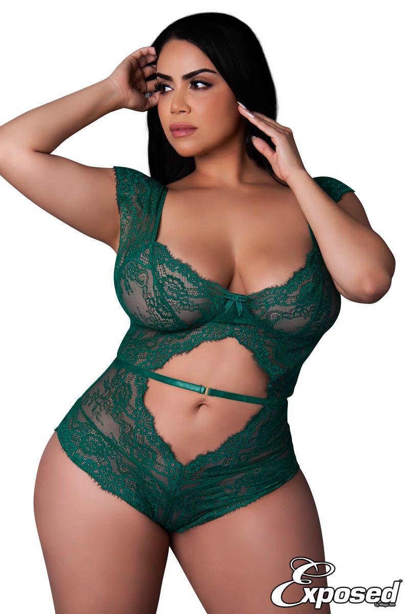 Cap Sleeve Emerald Lace Teddy